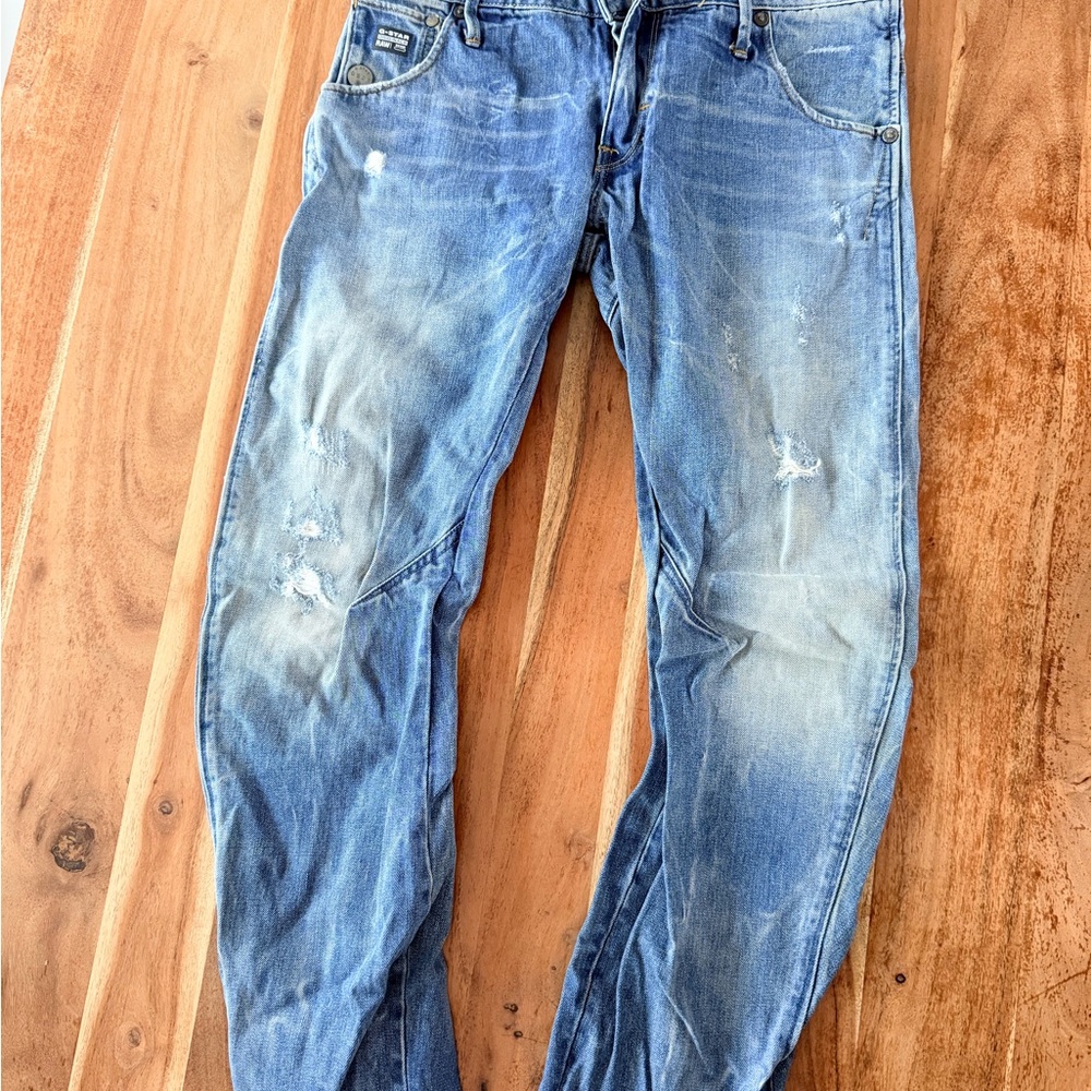 G-Star Slim Straight Distressed Blue Jeans